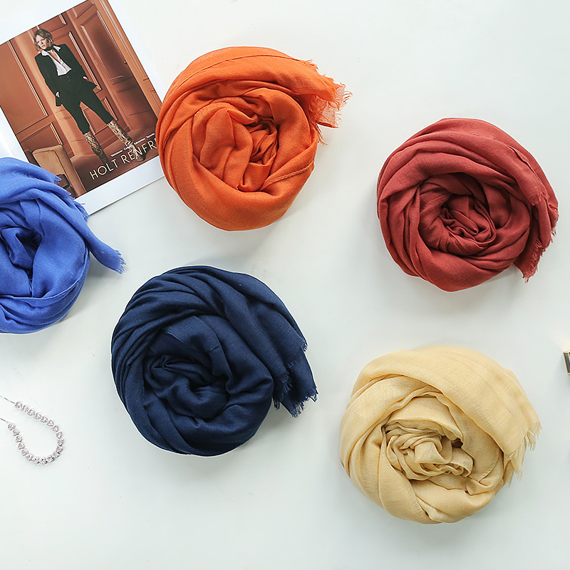 Écharpe de Styliste en Coton et Lin, Hijab, Pashmina, Châles de Tête pour Femme, 36 Couleurs, 180x90cm