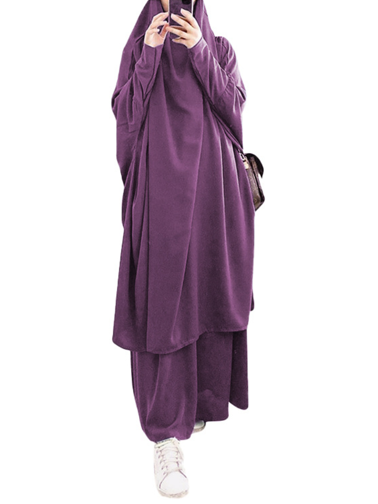 Eid femmes longue Khimar 2 pièces ensemble vêtement de prière Djellaba Abaya musulman Ramadan robe dubaï arabe islamique Niqab Burka Jubah Jilbab