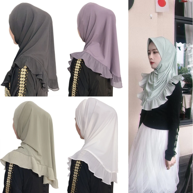 Hijab pour femmes musulmanes, châle instantané direct, turban, couleur unie, tiens imar, écharpe de prière islamique, Eid Ramadan