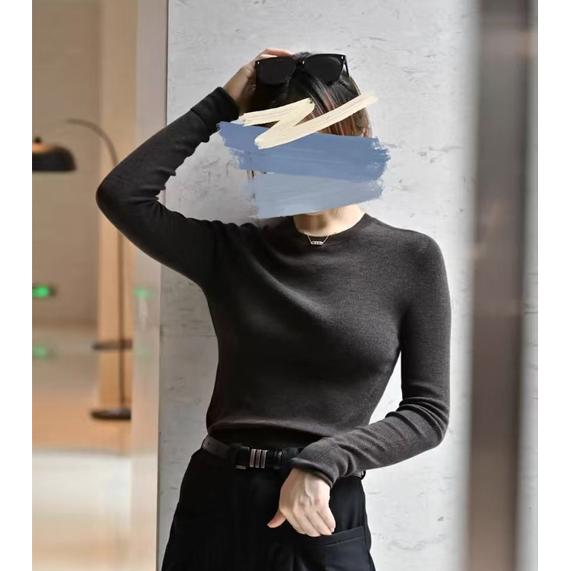 Article polyvalent ~ Pull en laine 100 %, pull ajusté, pull à col haut pour femme, nouvelle collection automne-hiver