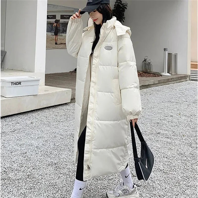 Manteau d'hiver pour femmes, mode coréenne, ample, surdimensionné, grande taille, à capuche, coupe-vent, chaud, Long, Parkas, veste de luxe en coton, nouvelle collection 2025