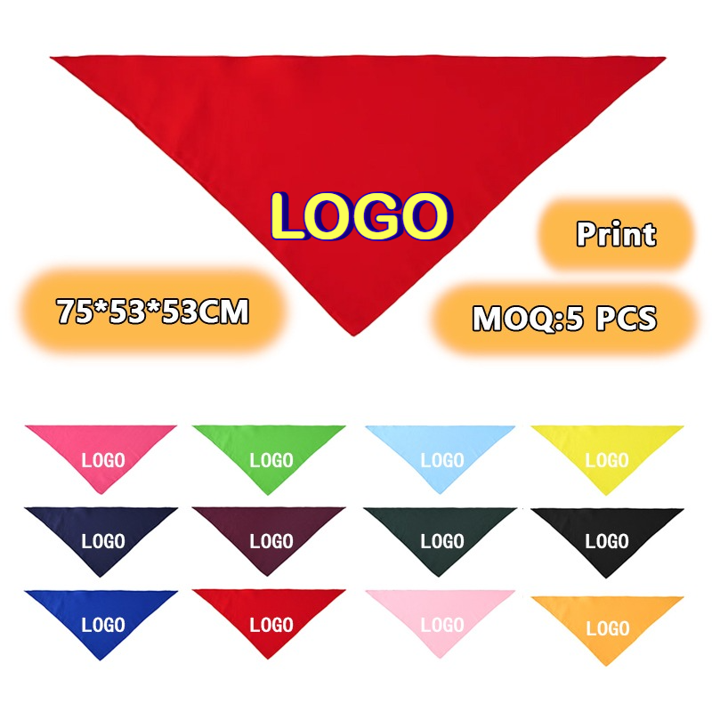 Foulard triangulaire personnalisé en coton 100% pour hommes et femmes, idéal pour mariages et fêtes, avec logo imprimé sur mesure, couleur unie, vente en gros