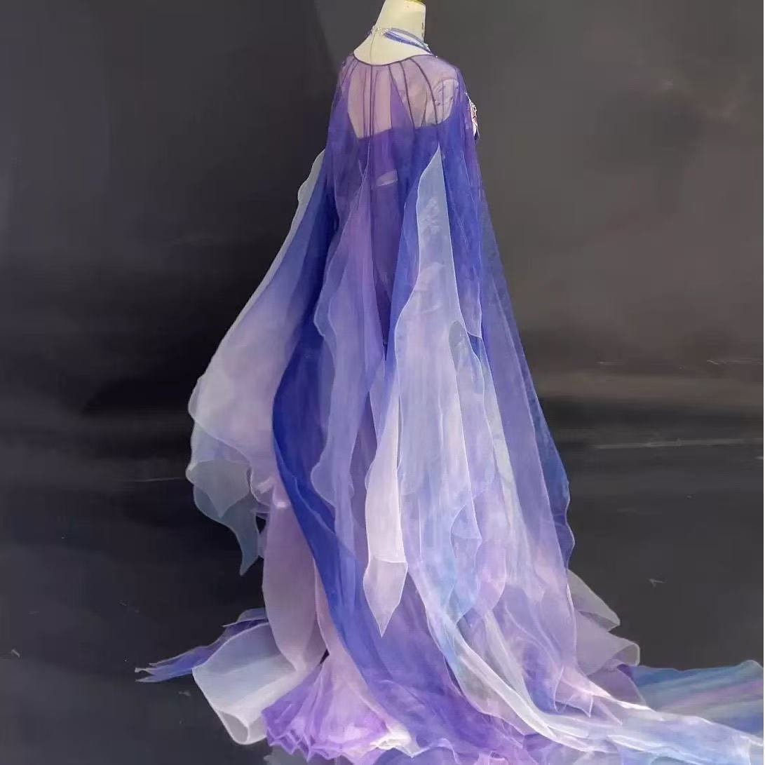 Robe Hanfu élégante de couleur violette pour femmes, robe longue traditionnelle chinoise, robe de plage d'été, accessoires de cosplay, châle Hanfu