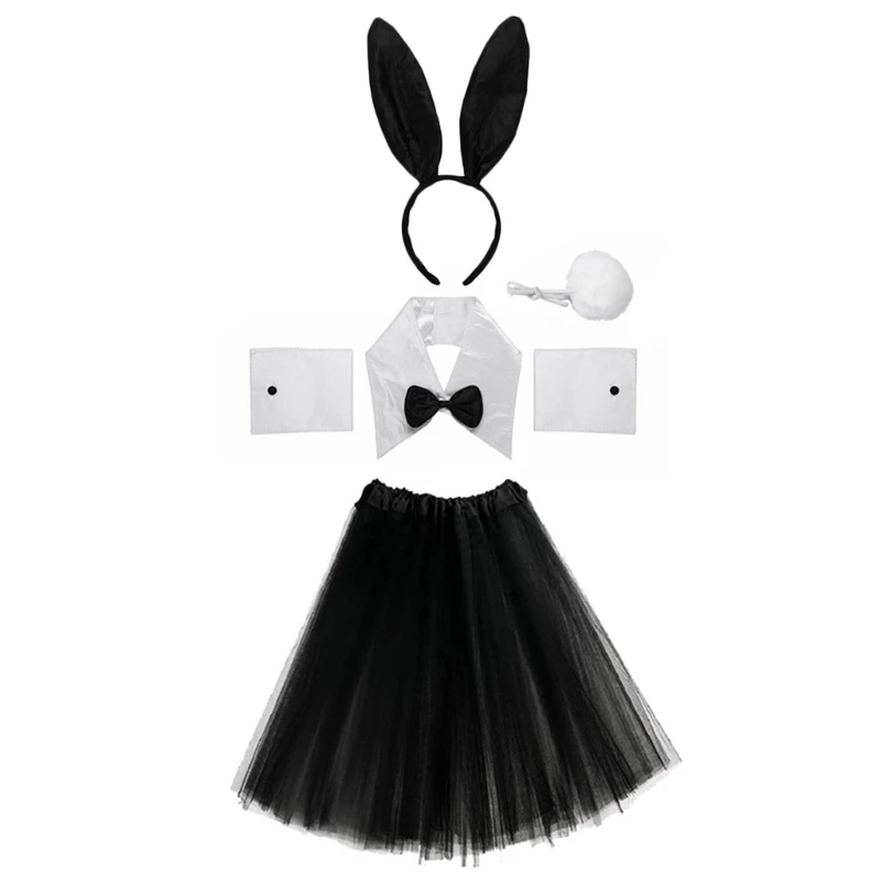 Costume lapin pour femmes, bandeau lapin mignon, queue, nœud manchettes, jupe, accessoires photographie Sexy,