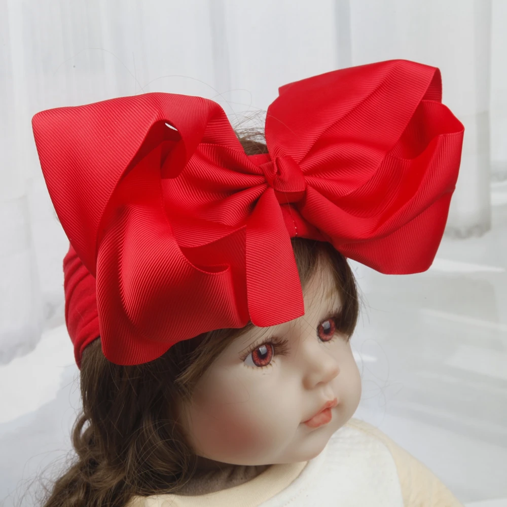 Bandeaux en nylon de 8 pouces avec nœuds pour bébés filles, bandeaux doux en forme de nœud, turbans, accessoires pour cheveux de bébé, couvre-chefs pour enfants