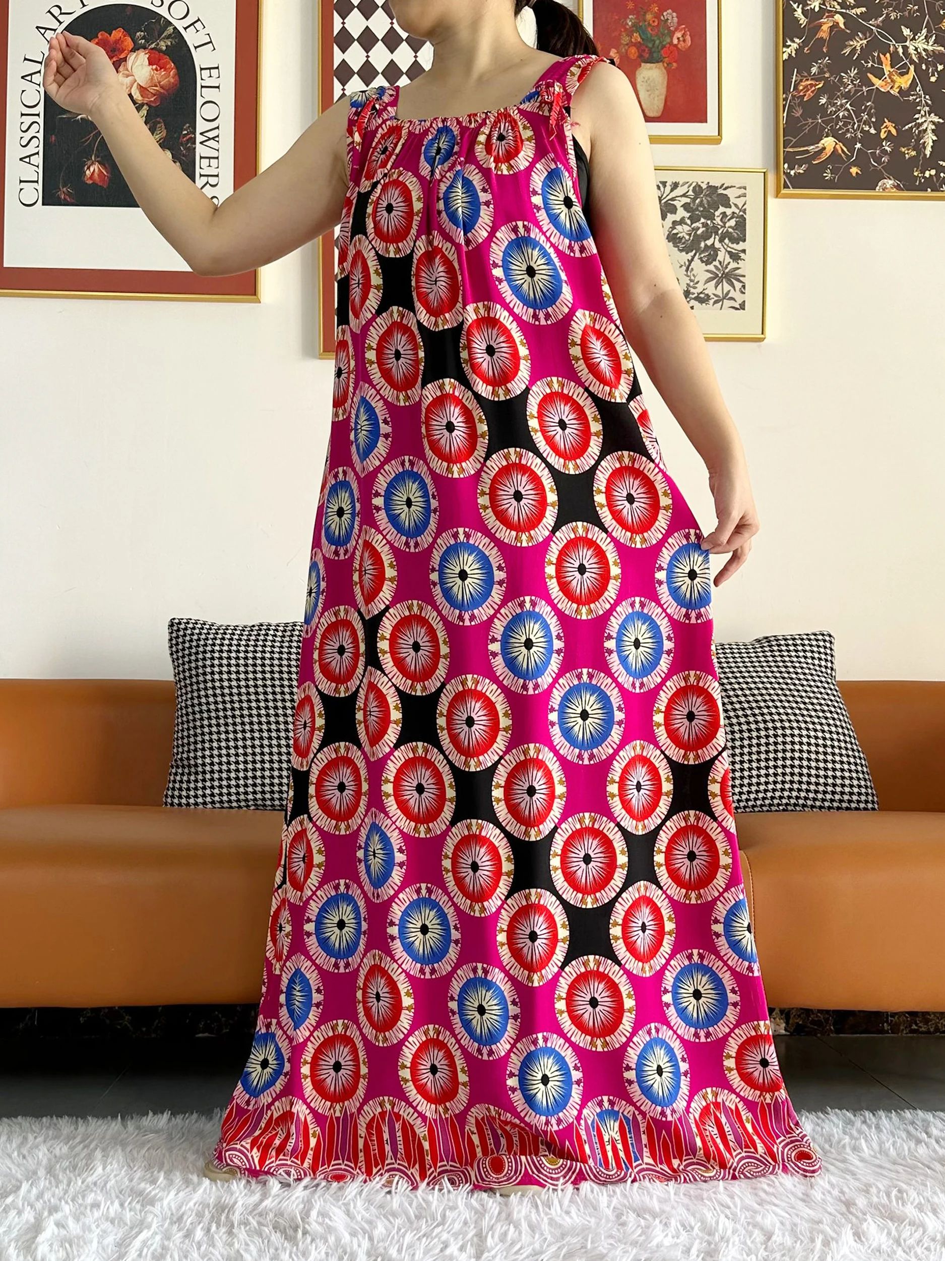 Robe Dashiki pour femmes africaines, kaftan, abaya, en coton, imprimé floral, décontracté, avec grande écharpe, nouvelle collection été