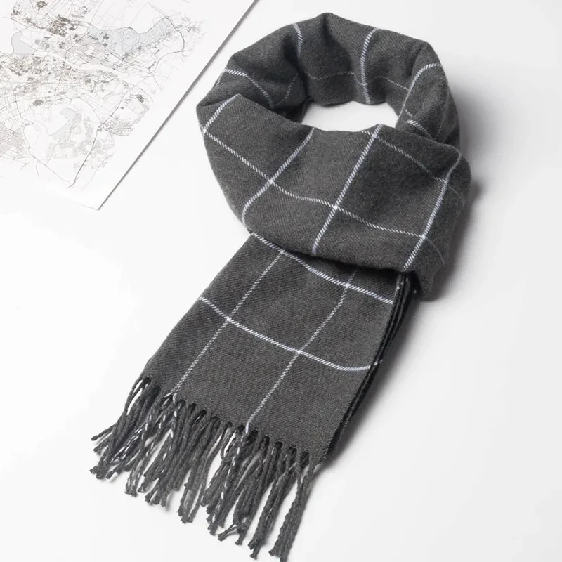 Écharpe en cachemire pour hommes, garde au chaud, décontractée, marque de styliste, Pashmina, pompon, châle d'affaires, nouvelle collection hiver 2024