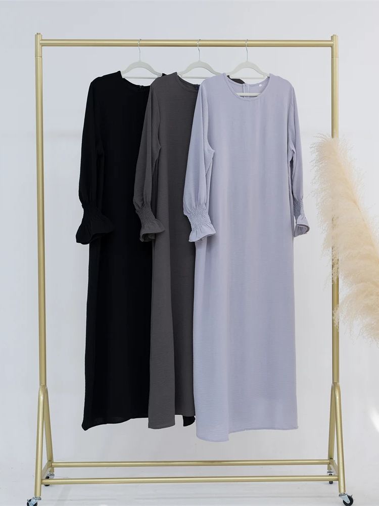Eid Jersey solide modeste sous Abaya dubaï 2024 Palestine femmes vêtements islamiques caftan musulman robes intérieures Robe Femme Musulmane