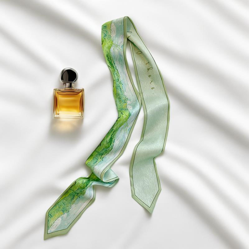 Foulard long imprimé pour femme, bandeau fin, écharpe de cou, bandeau tendance, foulard mignon à nouer, foulard de sac de luxe effet soie pour femme