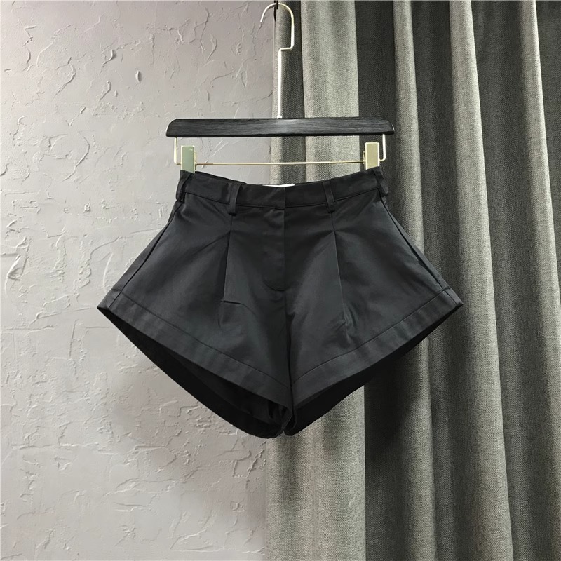 Shorts taille haute de style coréen pour femmes, pantalon large au design original, short décontracté coupe trapèze pour le printemps et l'été
