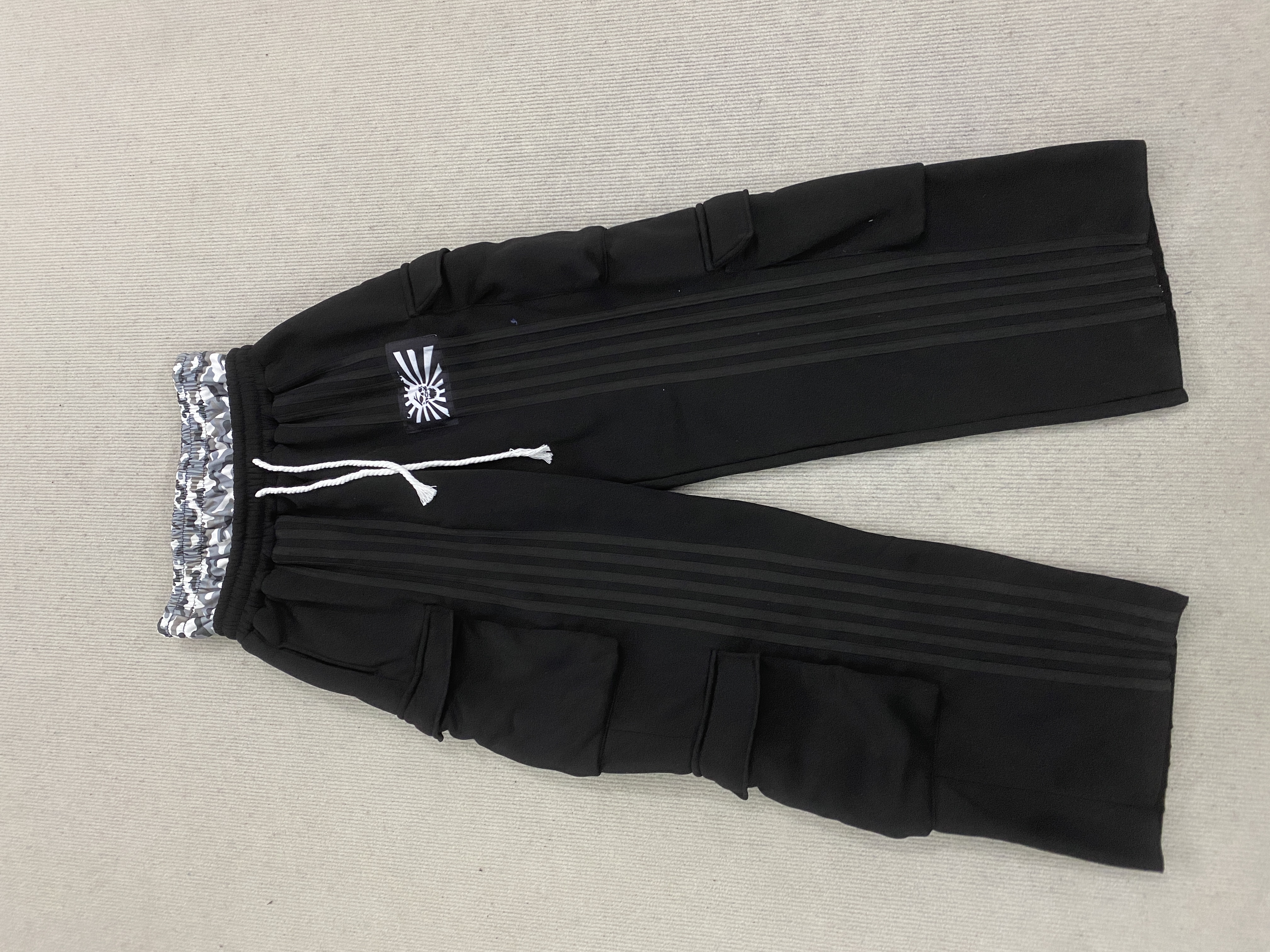 Pantalon rayé à double taille, faux pantalon droit épissé deux pièces, pantalon de sport décontracté style hip-hop, unisexe