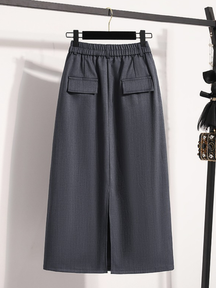 Costume demi-corps jupe femme grande taille automne nouvelle mode élégante trajet longueur moyenne paquet hanche jupes ample a-ligne jupe