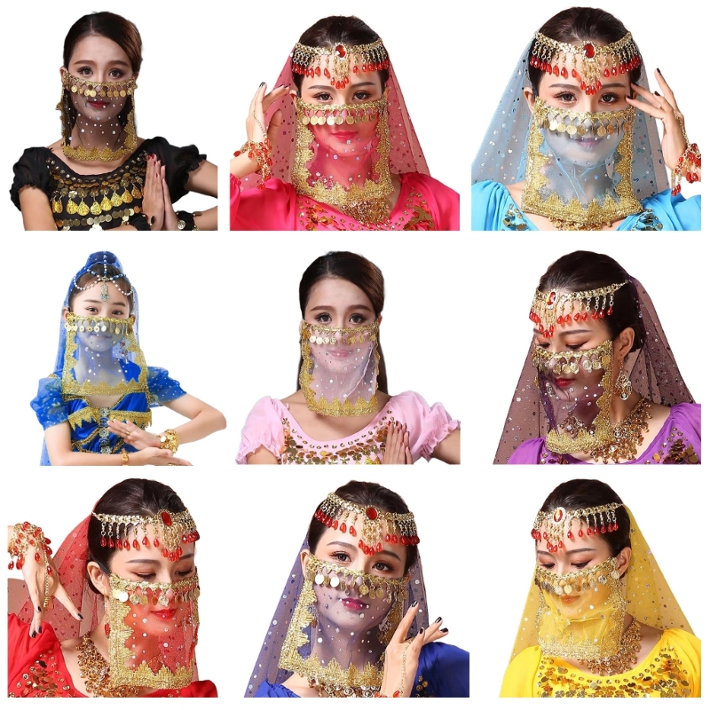 Femmes danse ventre face voile écharpe costume d'Halloween Cosplay Veil pour danse