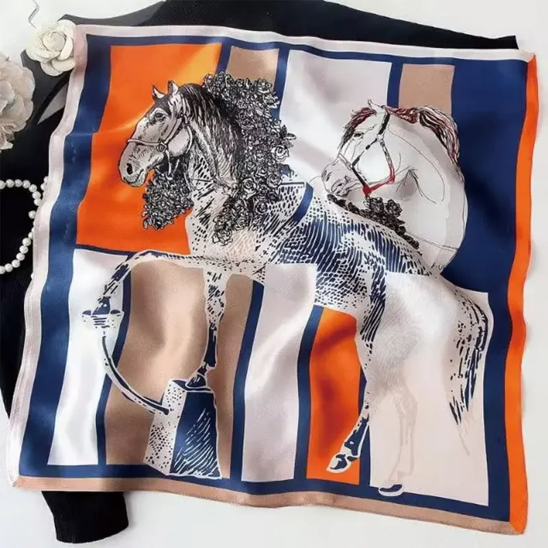 1 pièce 90x90cm – Nouvelle écharpe carrée grande taille version coréenne printemps-automne, imitation soie, foulard, bandana, bandeau tendance