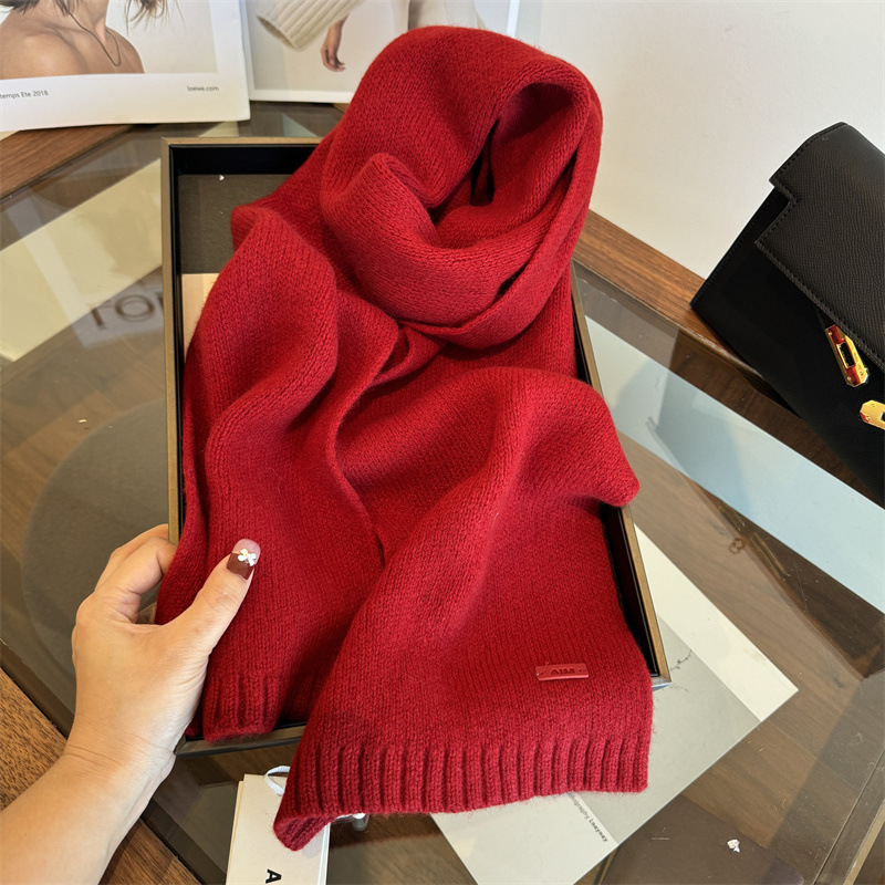 100% nouvelles femmes laine écharpe châle hiver chaud doux solide tricot marque de mode Bandana dame laine couverture foulards conception Echarpe