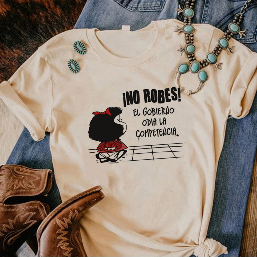 T-shirt graphique Mafalda pour filles, vêtements colorés, grunge, université, graphique numérique