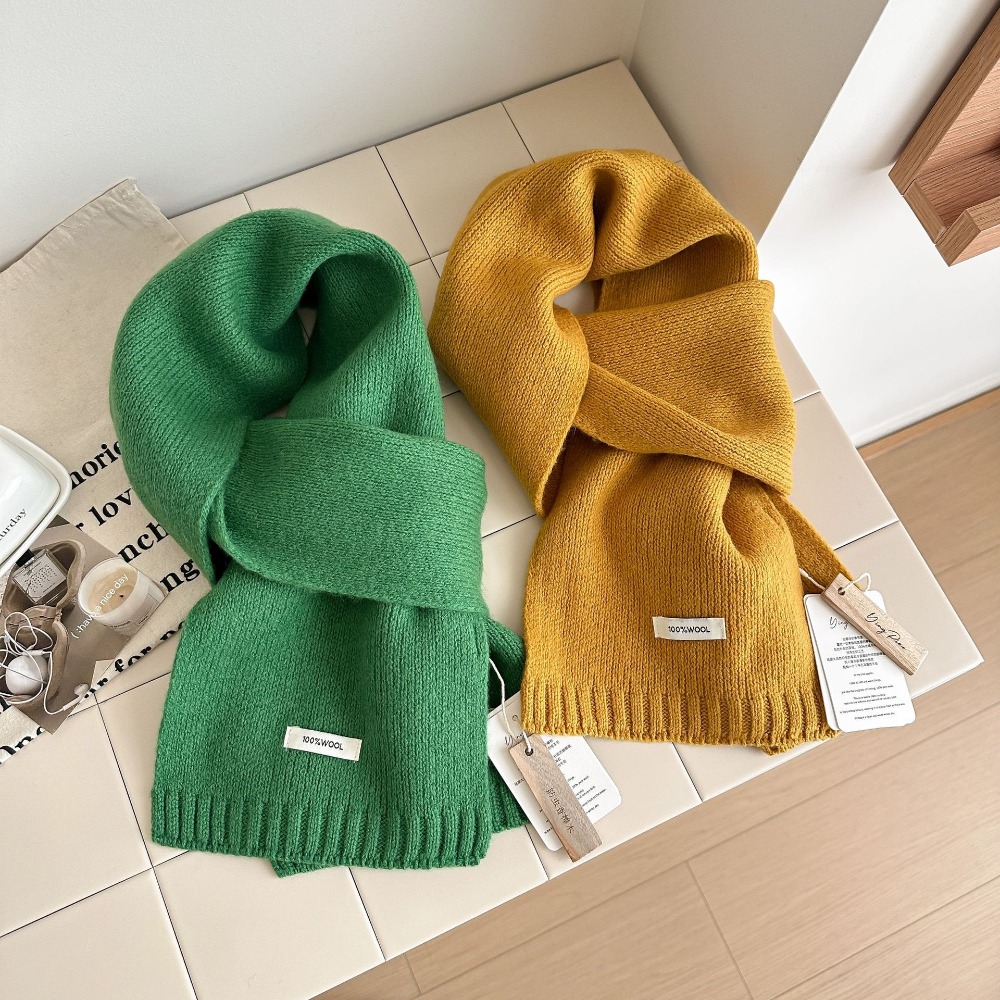 Écharpe tricotée pour femme 100% laine, écharpes chaudes d'hiver, design uni coloré, châle épaissi, cachemire doux, pashmina pour le cou