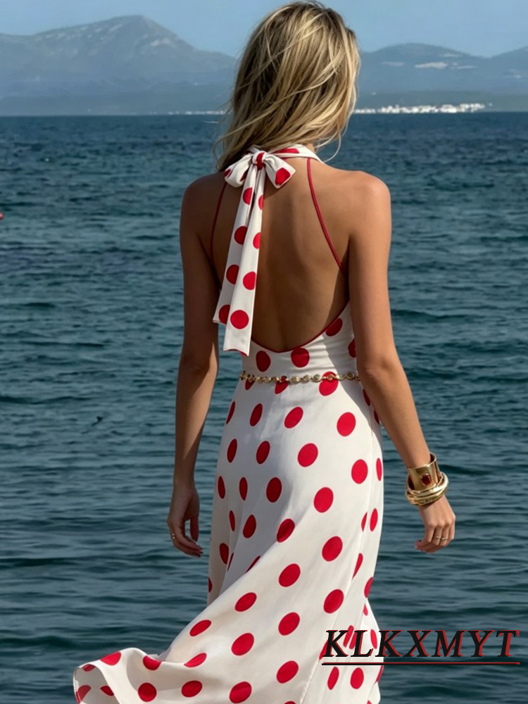 Nouvelle Robe Halter Chic et Élégante pour Femme, Sexy, Dos Nu, Sans Manches, avec Nœud et Lacets, Idéale pour l'Été et les Cérémonies de Remise des Diplômes