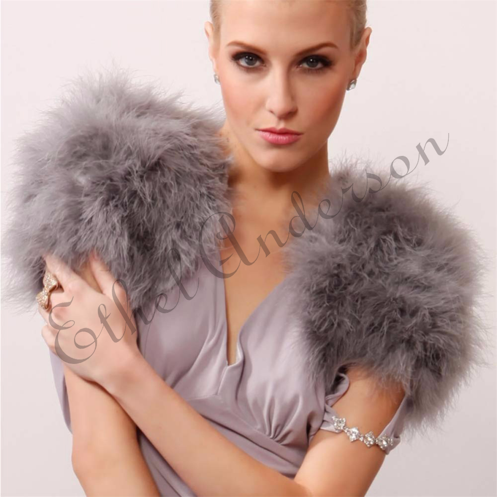Boléros en Plumes d'Autruche Rose Poudré et Blanc, Châle de Mariée en Fourrure, Manteau de Luxe pour Mariage Hivernal, Cape Écharpe pour Fête de Mariage