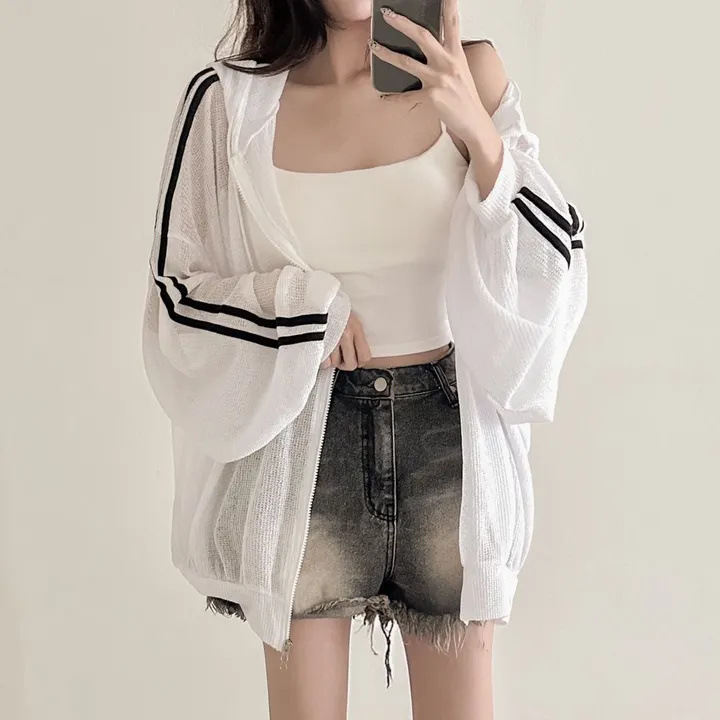 Femmes noir crème solaire vêtements rétro ample à manches longues mince lin veste mode vêtements d'extérieur pour femmes femme tricoté Cardigan 2025