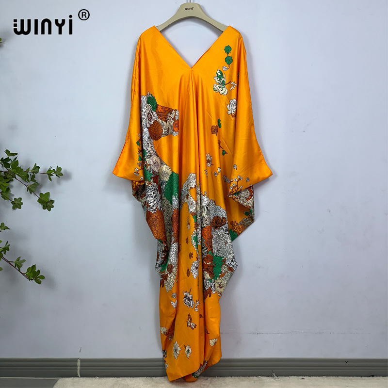 WINYI robe longueur: 130 cm mode turquie robes bohême imprimé Dashiki femmes longue caftan été couleur robes africaines pour femme