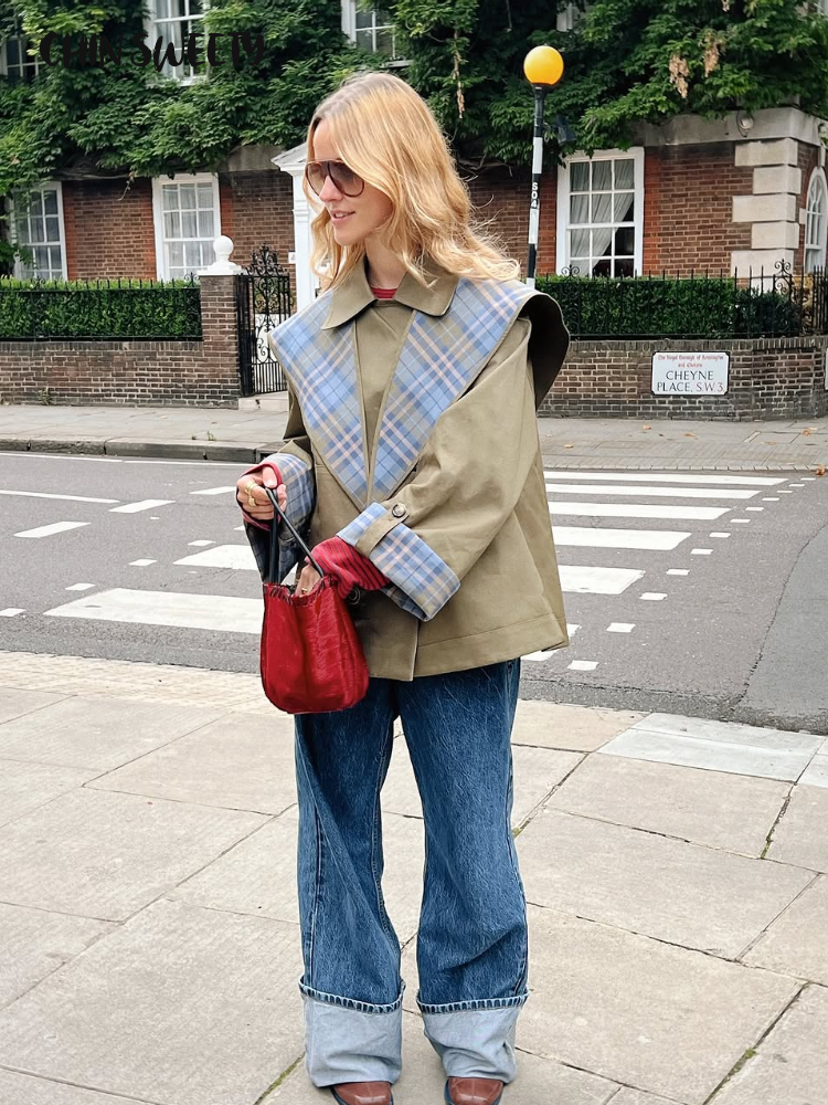 Mode Double face femmes manteaux ample à manches longues col rabattu à manches longues poche femme veste 2025 automne dame vêtements d'extérieur