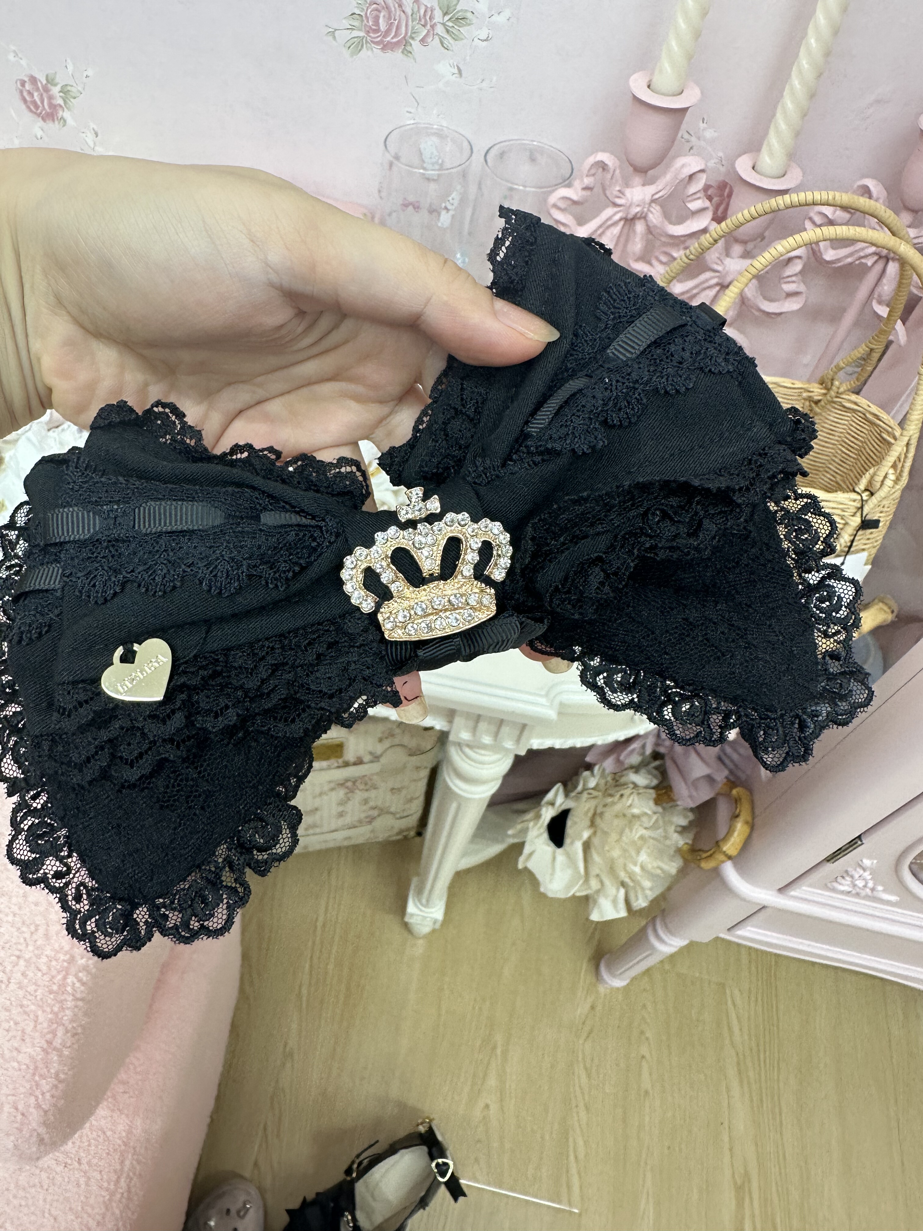 Dentelle belle couronne arc tout-match chapeaux japonais Preppy Style doux Patchwork décontracté bandeau nouveau Simple français minorité cheveux