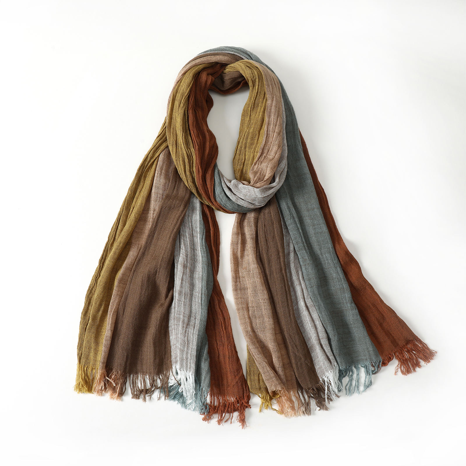 Écharpe en coton et lin patchwork rayée, style unisexe, châles ethniques chauds automne-hiver, écharpes courtes à pompons, foulards de voyage