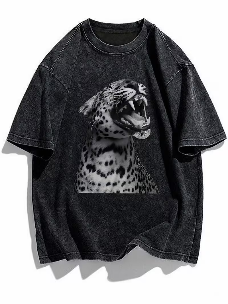 T-shirt imprimé léopard pour femmes, haut ample à col rond et manches courtes, à la mode, décontracté, doux, respirant, respectueux de l'environnement, à porter au quotidien