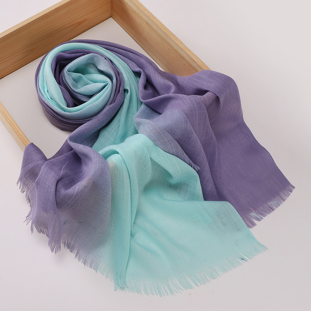 Hijab musulman bicolore dégradé, foulard en coton tie-dye, châles et écharpes islamiques pour femme, Ramadan, Eid