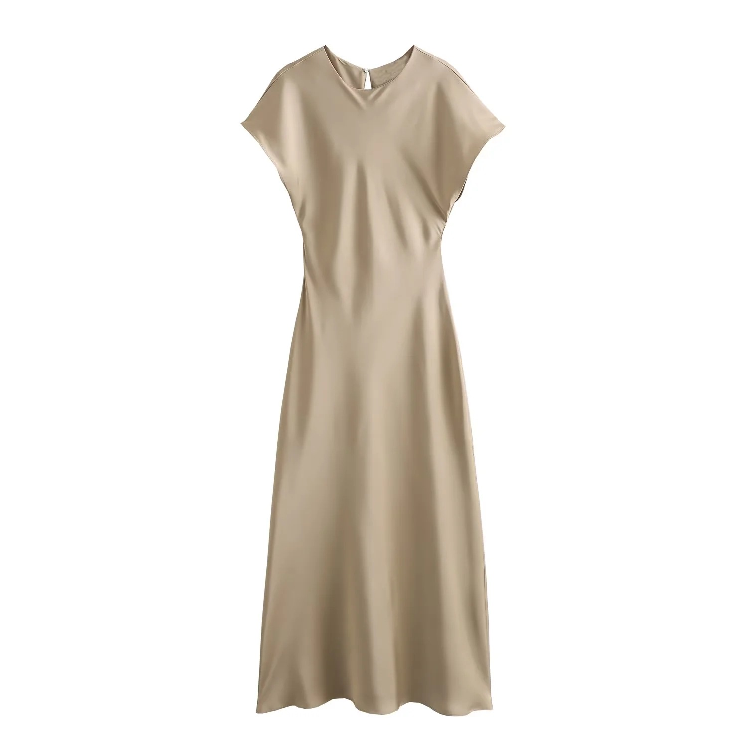 Robe mi-longue en Satin pour femmes, élégante, longue, Chic et robes de soirée, tendance