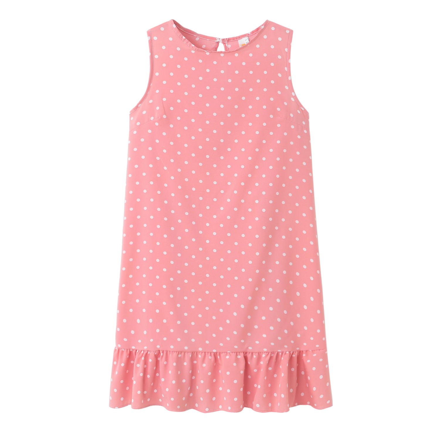 Robe longue décontractée d'été à pois et à volants pour femmes, sans manches, col rond, ourlet ample, nouvelle mode