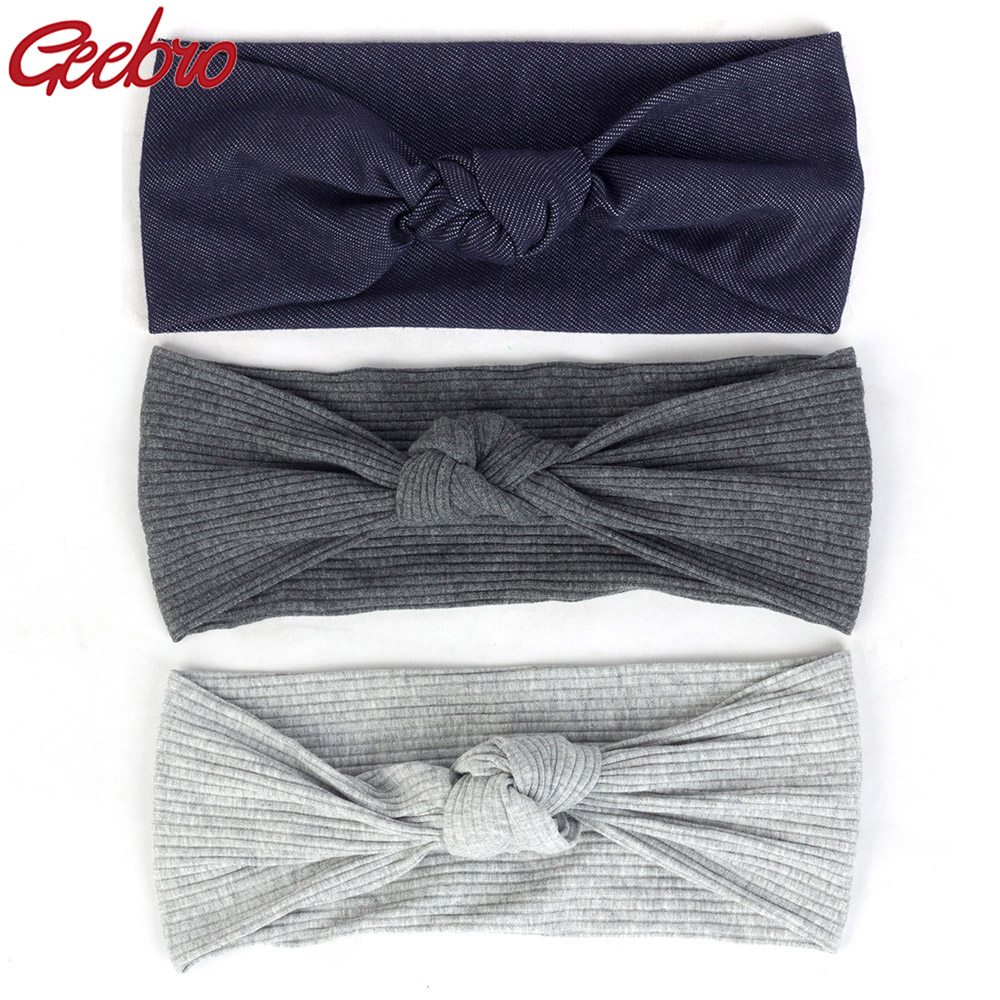 Geebro – bandeau élastique pour femmes, style Boho, rayé, noué, Turban enveloppant, en coton, accessoires pour cheveux, été