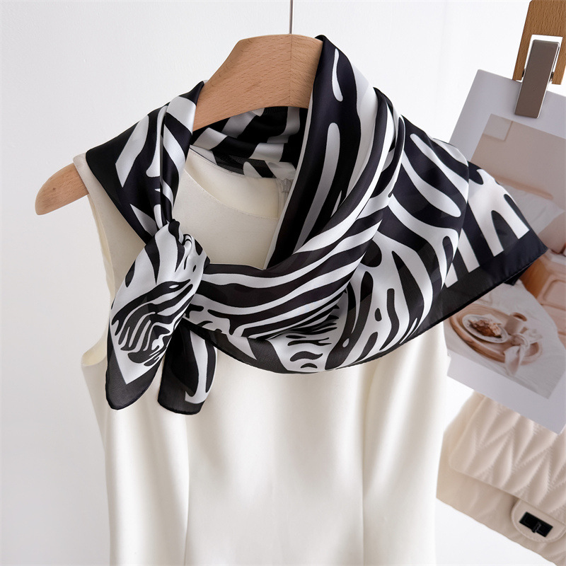 Foulard carré en Imitation soie pour femmes, 70x70cm, rayures de luxe, imprimé, Foulard, Bandanas, cheveux, cravate fine, châles Hijab