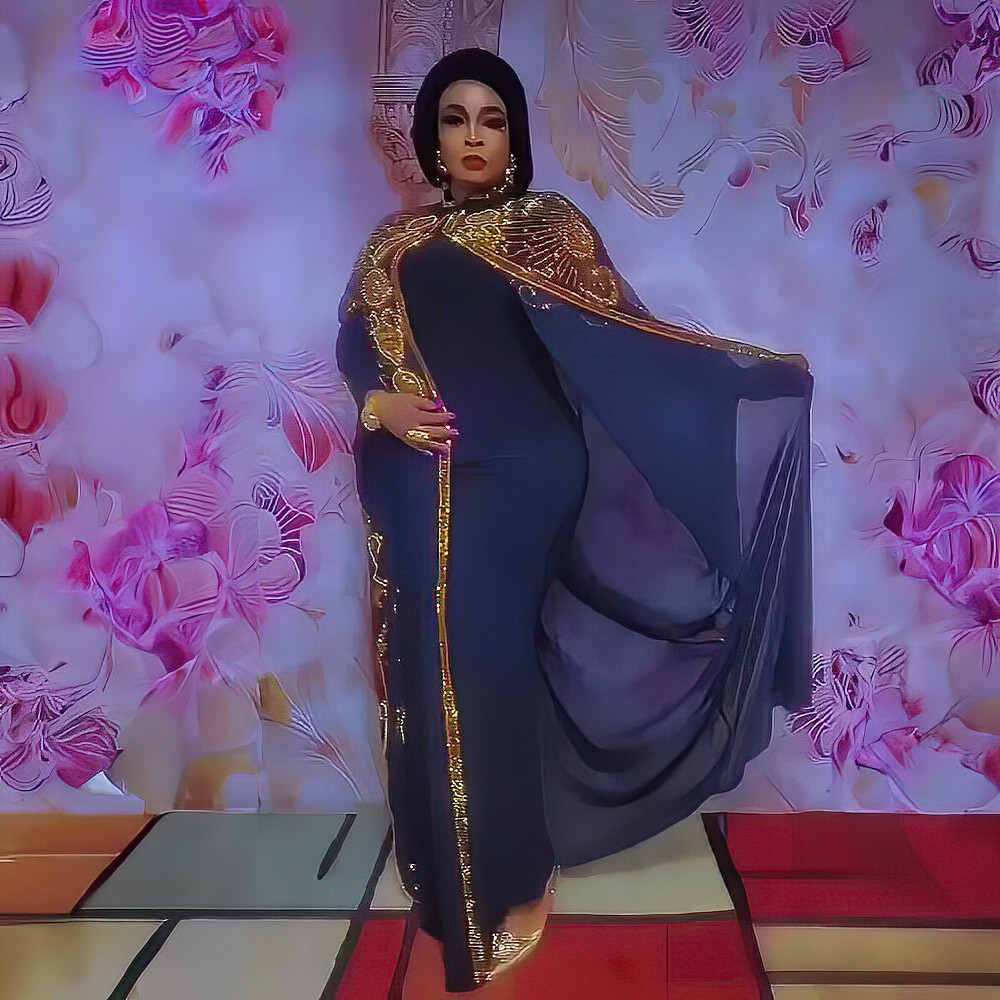 Ensemble deux pièces de luxe en mousseline, robe africaine ample pour femme, robe à strass grande taille pour femme, robe Bubu africaine