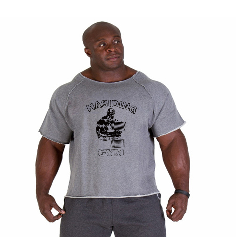 T-shirt de sport en coton pour homme, maillot de course, t-shirt d'entraînement respirant, t-shirt de fitness, t-shirts de gym