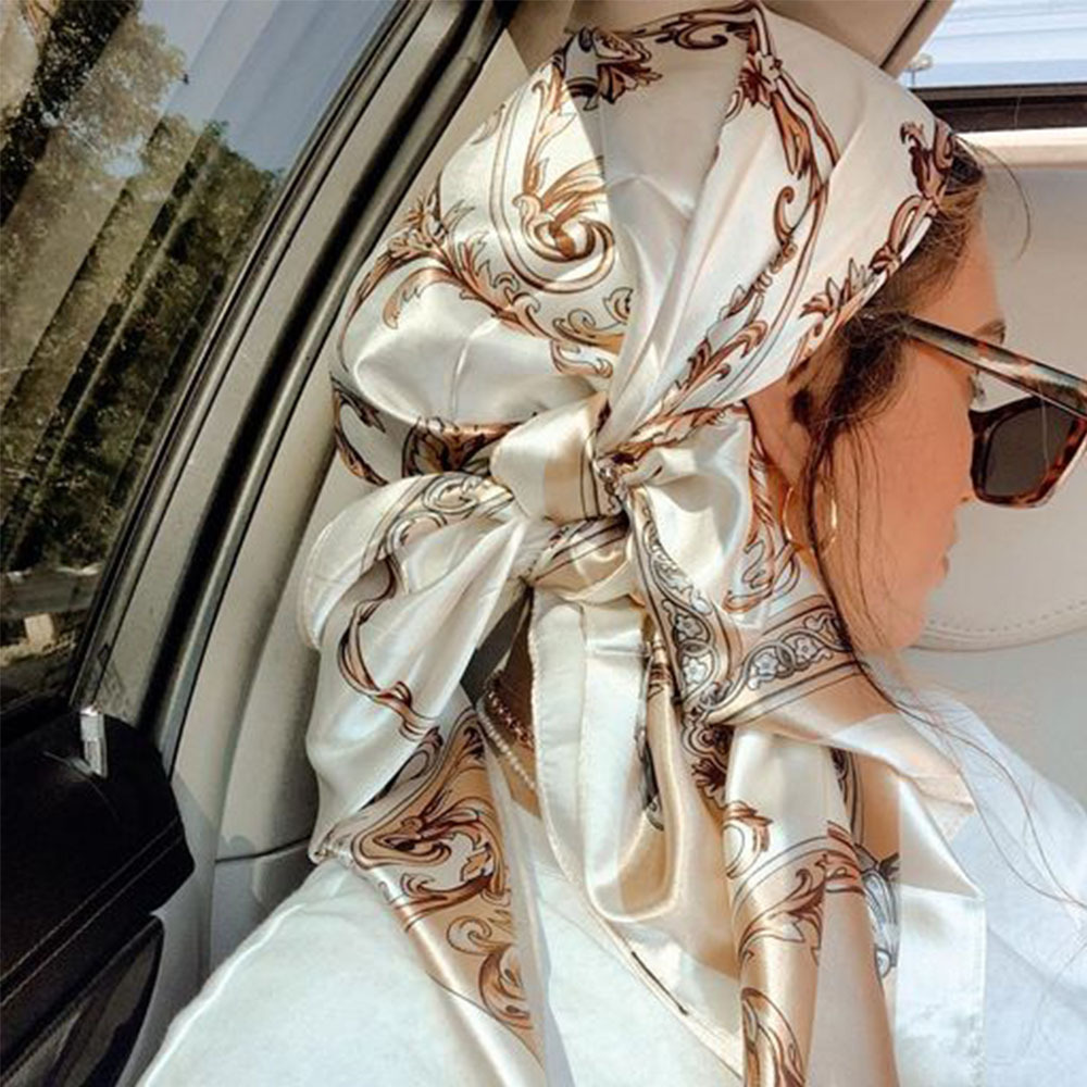 Écharpe carrée 1 pièce avec imprimé léopard et motif bloc de couleur-écharpe en Satin polyvalente, foulard de tête, foulard polyvalent semblable à de la soie