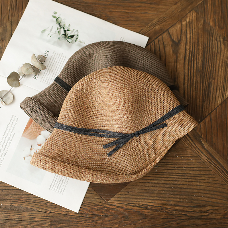 Chapeau d'été pour femmes, chapeau seau en paille, chapeau de plage, cérémonie, visière de ceinture, chapeau de protection solaire, printemps 2021
