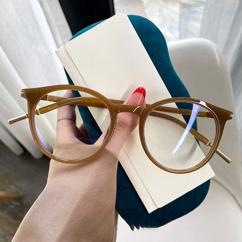 Lunettes optiques rondes anti-lumière bleue pour myopie pour femmes, lunettes rétro vintage, lunettes d'ordinateur, grande monture, mode