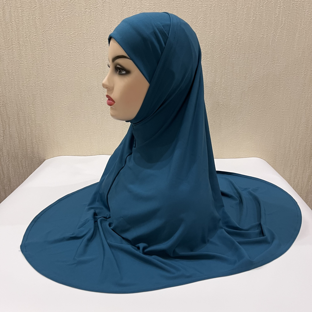 H292 plaine deux pièces grande taille hijab musulman avec partie du menton qualité supérieure amira tirer sur écharpe islamique vente chaude foulard