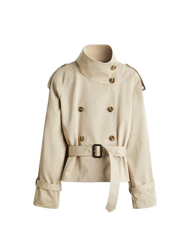 Mode manches évasées femmes manteau élégant col montant simple boutonnage à manches longues femme veste 2025 printemps banlieue dame manteaux