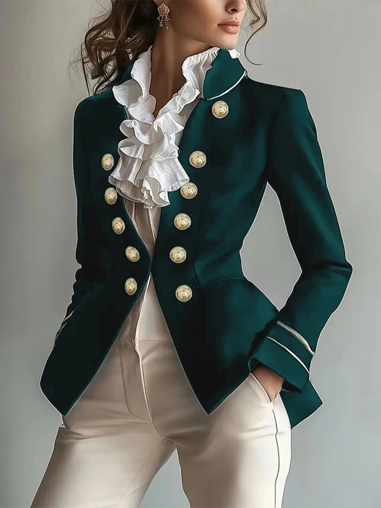 Élégant Blazer à Queue de Pie pour Femmes 2026, Hauts Chics à Col Montant, Veste à Manches Longues, Vêtement d'Extérieur pour Femme de Bureau, Mode Printemps Automne