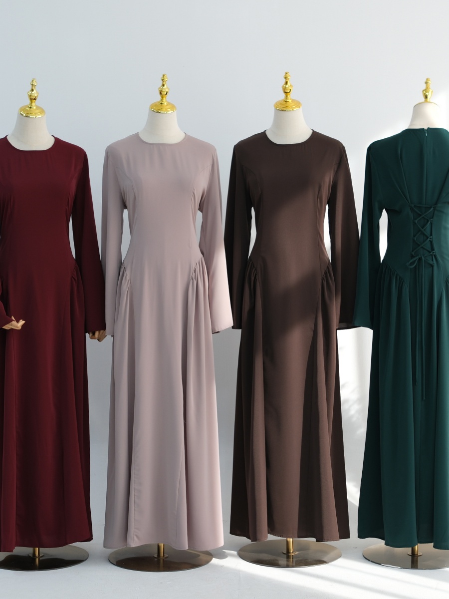 Robe Abaya Traditionnelle de Dubaï pour Femmes Musulmanes, Robe Longue Ajustée à Bretelles au Dos, Kaftan, Robe de Prière, Vêtements Islamiques pour Femme
