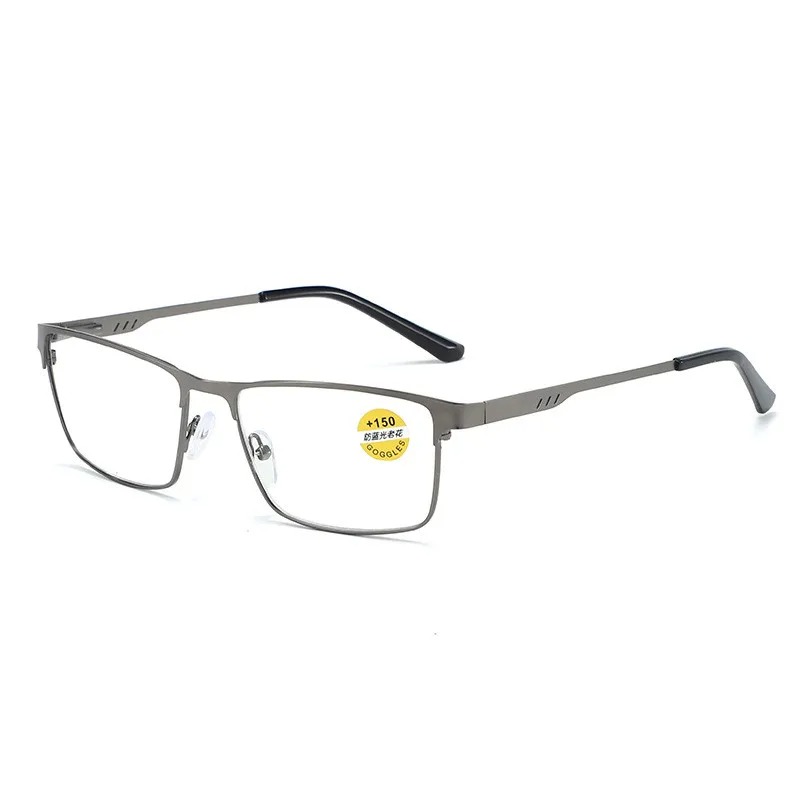 Lunettes de lecture à la mode pour hommes, monture de lunettes de Prescription bloquant la lumière bleue de haute qualité avec charnière à ressort + 75 + 125 + 175 + 225