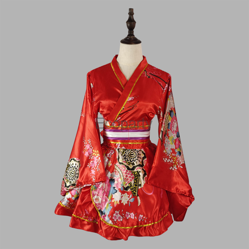 Costume traditionnel japonais, robe Kimono pour femmes, Sakura Yukata Haori japonais Kawaii pour filles, Costumes de spectacle sur scène Cosplay Anime