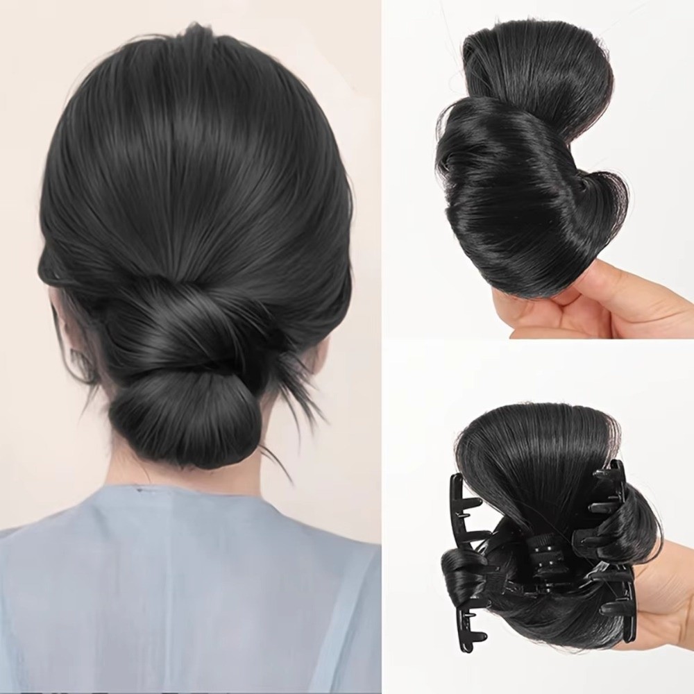 Chignon synthétique élégant à clipser, aspect naturel, texture volumineuse, extension de cheveux pour chignon bas.