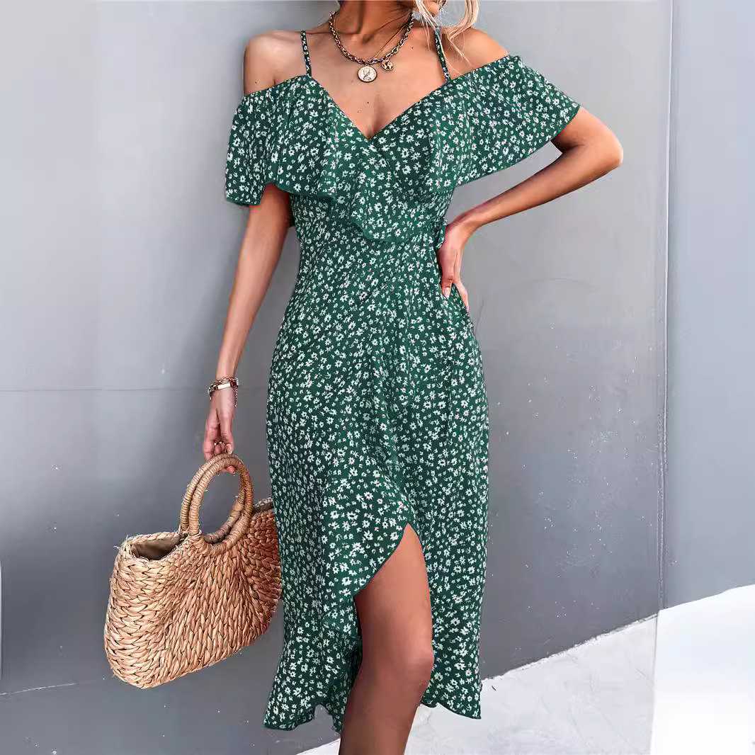 Nouvelle Robe Longue Irrégulière à Bretelles Florales Asymétriques pour Femme, Collection Printemps-Été, Effet Amincissant