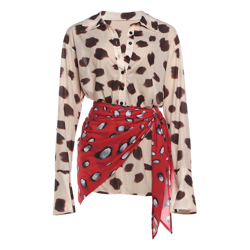 Robe chemise sexy à imprimé léopard pour femme, avec écharpe amovible, col à revers, manches longues, boutonnée, robe midi, nouvelle collection d'été, robe chic pour femme