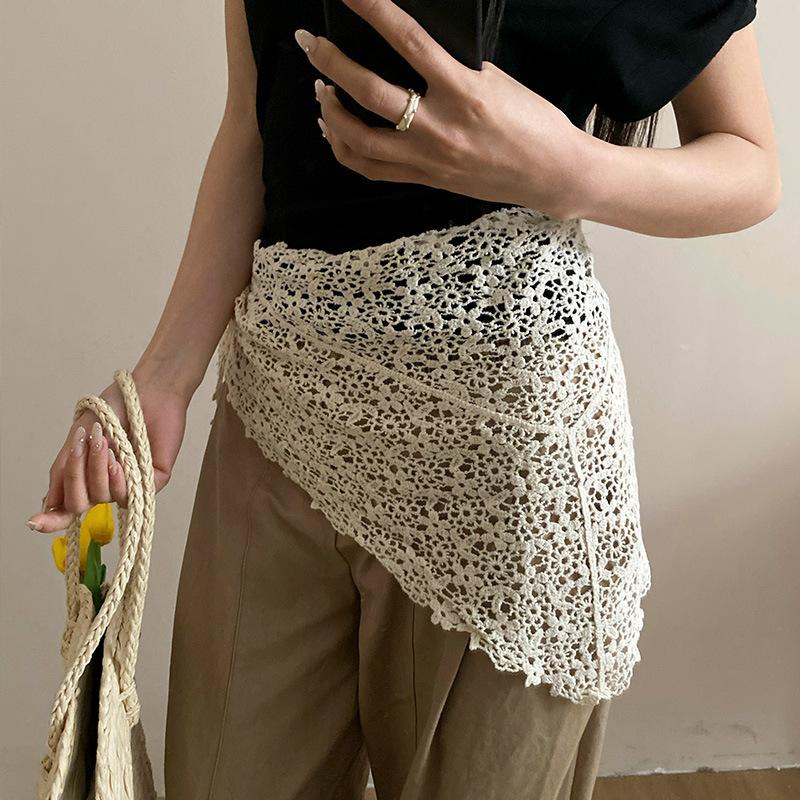 Écharpe Bandana en dentelle d'été, foulard Triangle de Style coréen, ceinture de taille Boho pour filles, accessoires Photo de campagne
