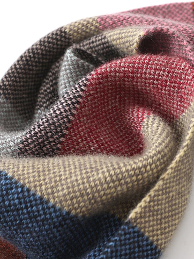 Écharpe fine en cachemire et laine pour femme, tricot à rayures horizontales, cache-cou d'hiver, cache-cou fin en cachemire pour homme, écharpe étroite et légère, chauffe-cou